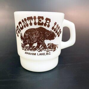 Vintage Anchor Hocking Fire King Milk Glass Mug Frontier Inn Anahim Lake, BC